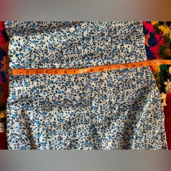 90s Vintage Baby Blue Floral Spaghetti Strap Sundress Sz M - Picture 7 of 9